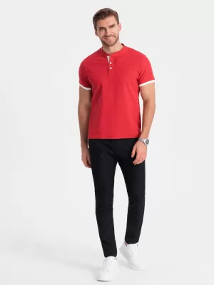 Mens t -thirt cu guler OMBRE OM-TSCT-0156 ROŞU
