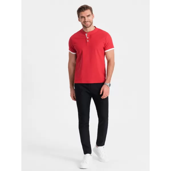  Mens t -thirt cu guler OMBRE OM-TSCT-0156 ROŞU 