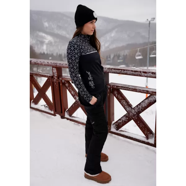  Premium cu hanoracte termo funcțional pentru femei ALTISPORT VOJ/ALW053TER03 ALB -NEGRU 