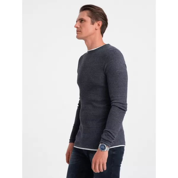  Pulover pentru bărbați OMBRE OM-SWSW-0103 MELANGE ALBASTRU BLEUMARIN 