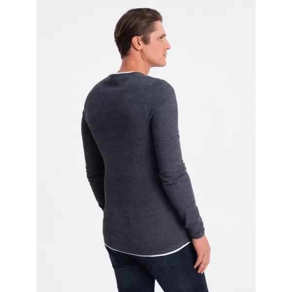  Pulover pentru bărbați OMBRE OM-SWSW-0103 MELANGE ALBASTRU BLEUMARIN 