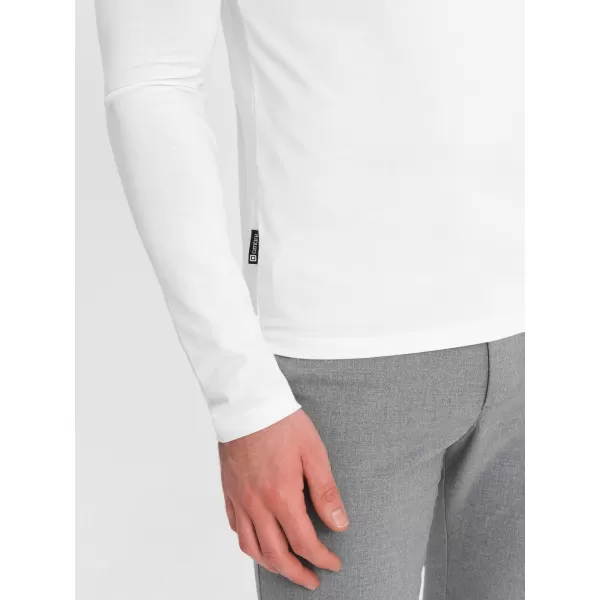  Tricou pentru bărbați cu mânecă lungă OMBRE OM-LSCL-0102 ALB 
