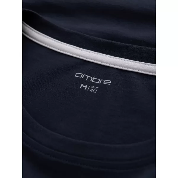  Tricou pentru bărbați cu mâneci lungi OMBRE OM-LSCL-0102 ALBASTRU MARIN 