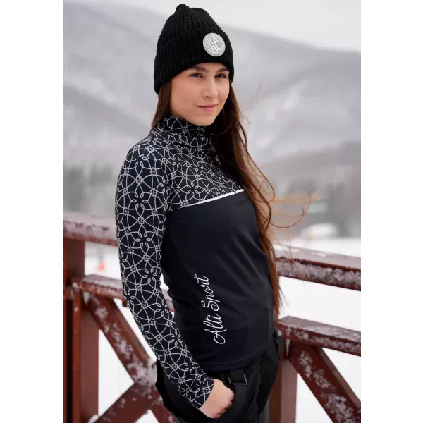  Premium cu hanoracte termo funcțional pentru femei ALTISPORT VOJ/ALW053TER03 ALB -NEGRU 