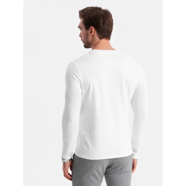  Tricou pentru bărbați cu mânecă lungă OMBRE OM-LSCL-0102 ALB 