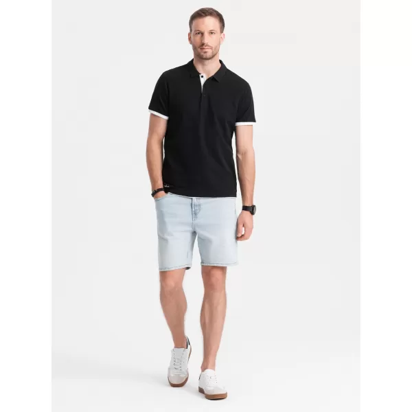  Mens t -thirt cu guler OMBRE OM-POSS-0113 NEGRU 