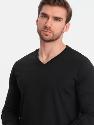 Tricou pentru bărbați cu mânecă lungă OMBRE OM-LSBL-0108 NEGRU
