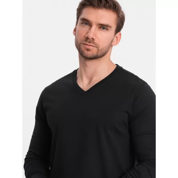  Tricou pentru bărbați cu mânecă lungă OMBRE OM-LSBL-0108 NEGRU 