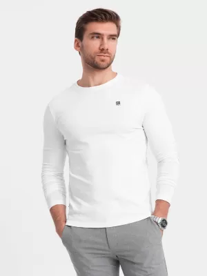 Tricou pentru bărbați cu mânecă lungă OMBRE OM-LSCL-0102 ALB