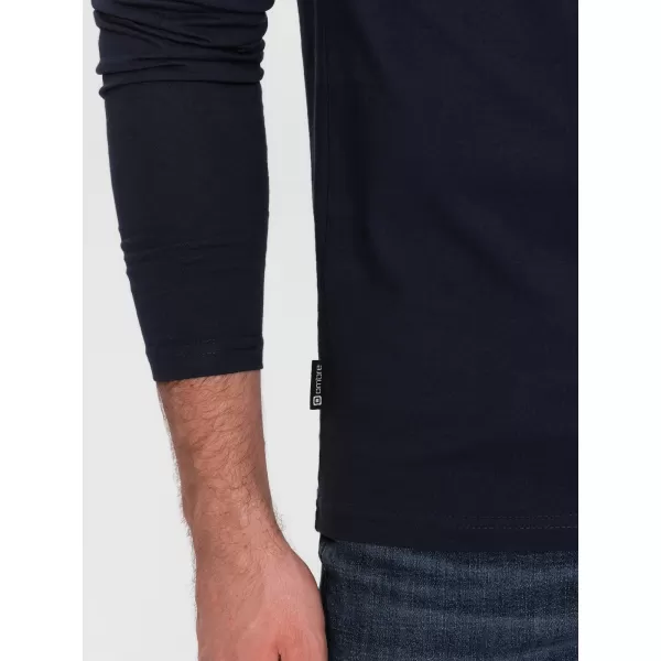  Tricou pentru bărbați cu mânecă lungă OMBRE OM-LSBL-0108 ALBASTRU MARIN 