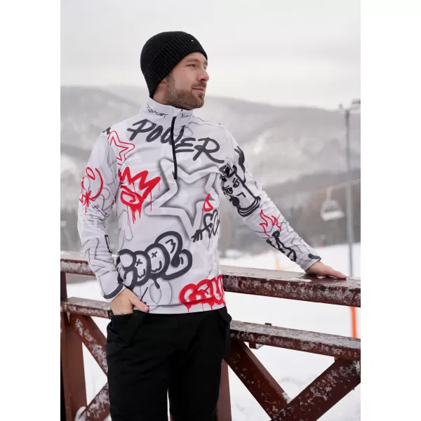  Premium cu hanorac termo funcțional pentru bărbați ALTISPORT VOJ/ALM054TER03 GRI -RED 