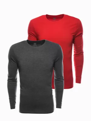 Tricou pentru bărbați cu mânecă lungă OMBRE Z43 MIX 2-PACK GRI