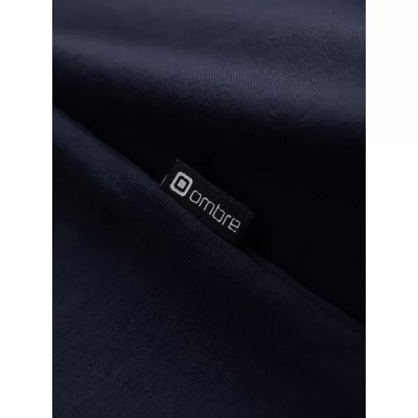  Tricou pentru bărbați cu mâneci lungi OMBRE OM-LSCL-0102 ALBASTRU MARIN 