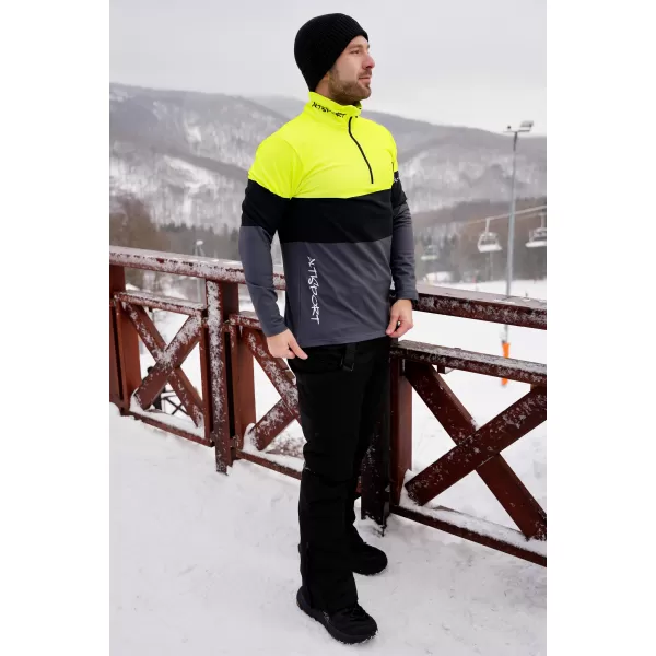  Premium cu hanorac termo funcțional pentru bărbați ALTISPORT VOJ/ALM051TER03 NEON GALBEN/GRI 