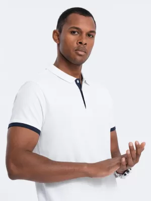 Mens t -thirt cu guler OMBRE OM-POSS-0113 ALB