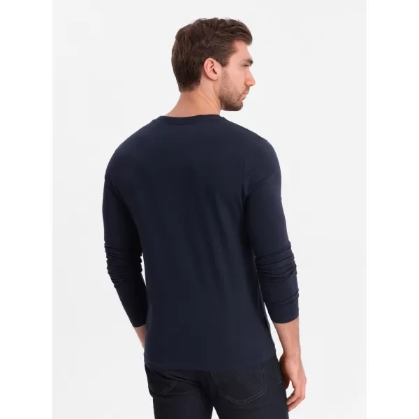  Tricou pentru bărbați cu mânecă lungă OMBRE OM-LSCL-0110 ALBASTRU MARIN 