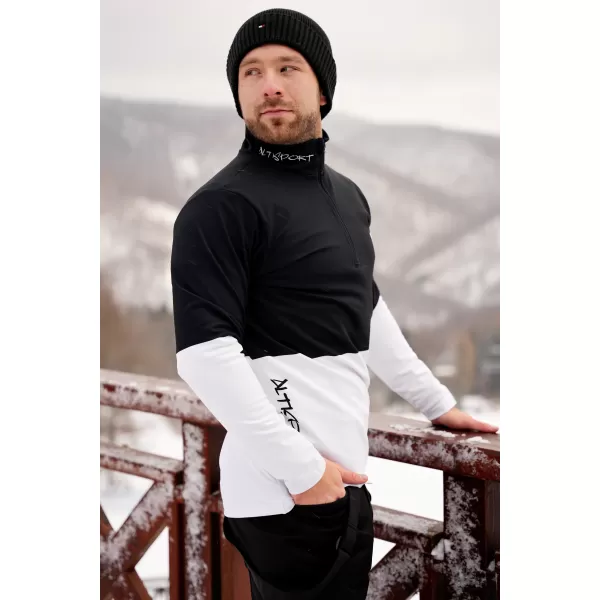  Premium cu hanorac termo funcțional pentru bărbați ALTISPORT VOJ/ALM051TER03 ALB -NEGRU 