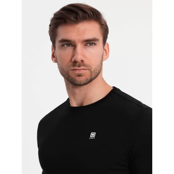  Tricou pentru bărbați cu mâneci lungi OMBRE OM-LSCL-0102 NEGRU 