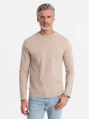 Tricou pentru bărbați cu mânecă lungă OMBRE OM-LSBL-0106 BEJ