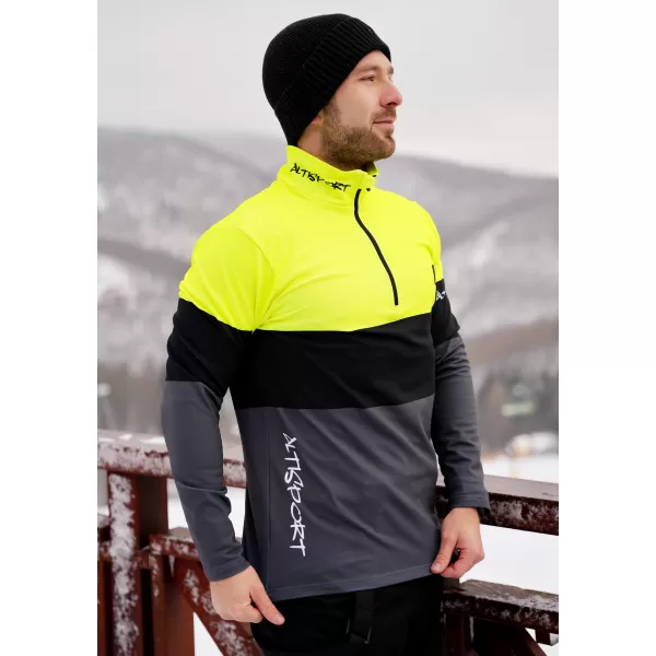  Premium cu hanorac termo funcțional pentru bărbați ALTISPORT VOJ/ALM051TER03 NEON GALBEN/GRI 