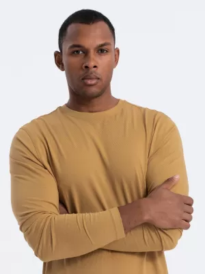 Tricou pentru bărbați cu mânecă lungă OMBRE OM-LSBL-0106 MUŞTAR