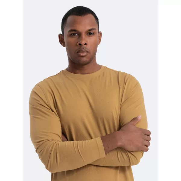  Tricou pentru bărbați cu mânecă lungă OMBRE OM-LSBL-0106 MUŞTAR 