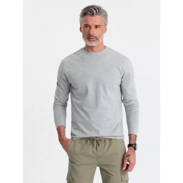  Tricou pentru bărbați cu mânecă lungă OMBRE OM-LSBL-0106 MELANGE GRI 