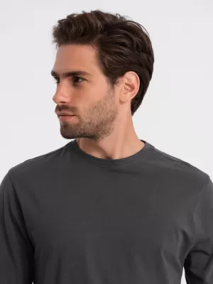 Tricou pentru bărbați cu mânecă lungă OMBRE OM-LSBL-0106 GRAFIT