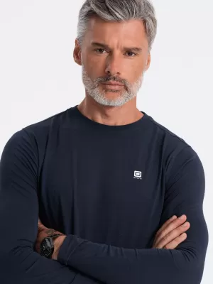 Tricou pentru bărbați cu mâneci lungi OMBRE OM-LSCL-0102 ALBASTRU MARIN