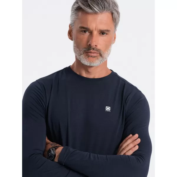  Tricou pentru bărbați cu mâneci lungi OMBRE OM-LSCL-0102 ALBASTRU MARIN 