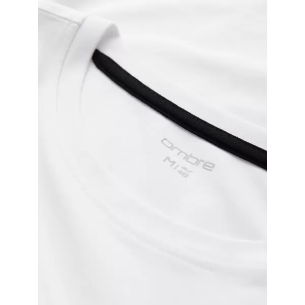  Tricou pentru bărbați cu mânecă lungă OMBRE OM-LSCL-0102 ALB 