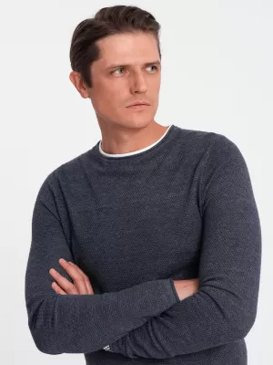 Pulover pentru bărbați OMBRE OM-SWSW-0103 MELANGE ALBASTRU BLEUMARIN