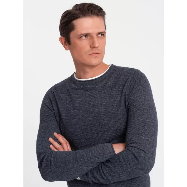  Pulover pentru bărbați OMBRE OM-SWSW-0103 MELANGE ALBASTRU BLEUMARIN 
