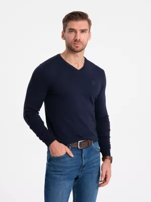 Pulover pentru bărbați OMBRE OM-SWBS-0107 ALBASTRU MARIN