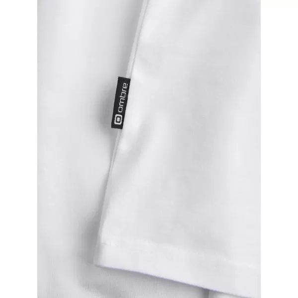  Tricou pentru bărbați cu mânecă lungă OMBRE OM-LSCL-0102 ALB 