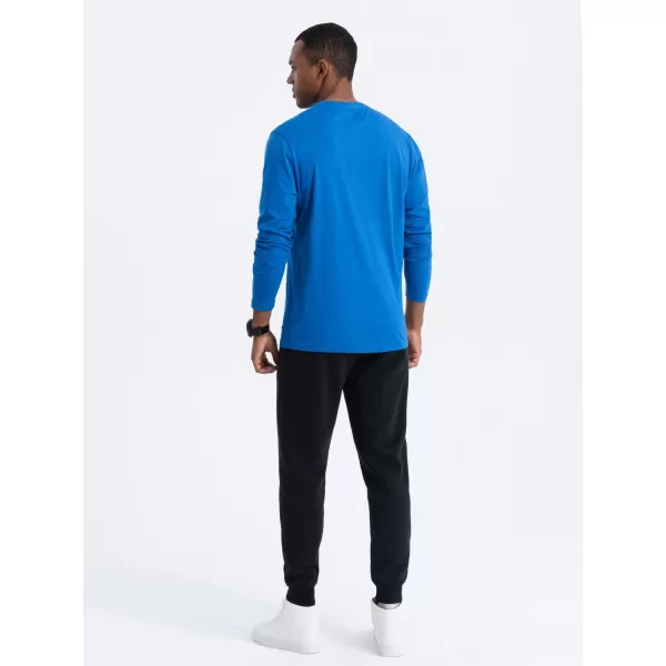  Tricou pentru bărbați cu mânecă lungă OMBRE OM-LSBL-0106 ALBASTRU 