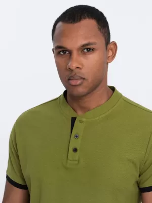 Mens t -thirt cu guler OMBRE OM-TSCT-0156 MĂSLIN