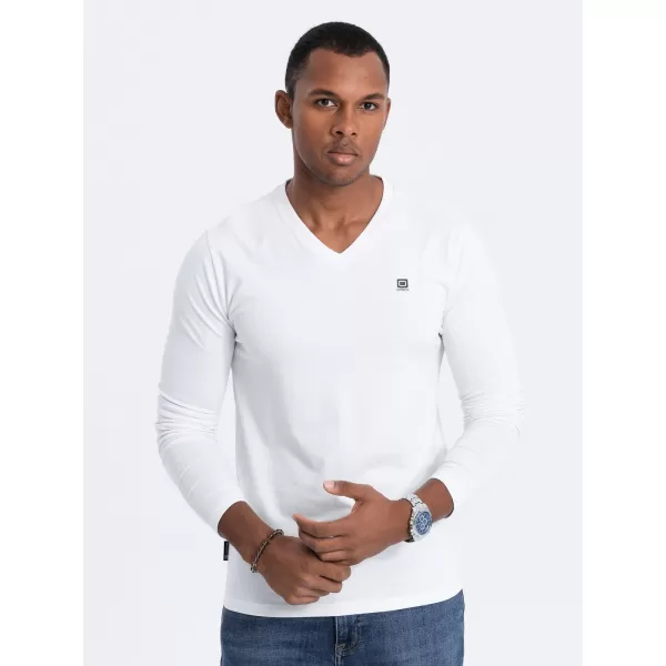  Tricou pentru bărbați cu mânecă lungă OMBRE OM-LSCL-0110 ALB 