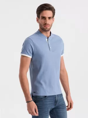 Mens t -thirt cu guler OMBRE OM-TSCT-0156 ALBASTRU