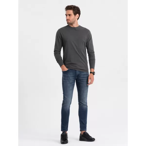  Tricou pentru bărbați cu mânecă lungă OMBRE OM-LSBL-0106 GRAFIT 