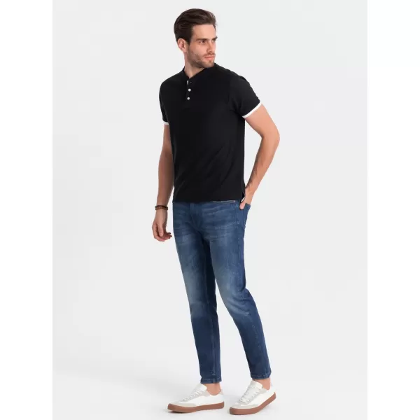  Mens t -thirt cu guler OMBRE OM-TSCT-0156 NEGRU 