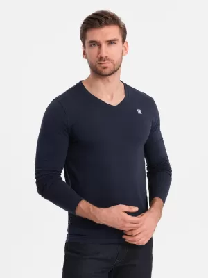 Tricou pentru bărbați cu mânecă lungă OMBRE OM-LSCL-0110 ALBASTRU MARIN