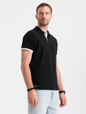 Mens t -thirt cu guler OMBRE OM-POSS-0113 NEGRU