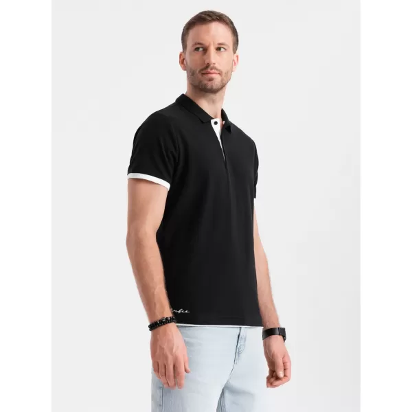 Mens t -thirt cu guler OMBRE OM-POSS-0113 NEGRU 