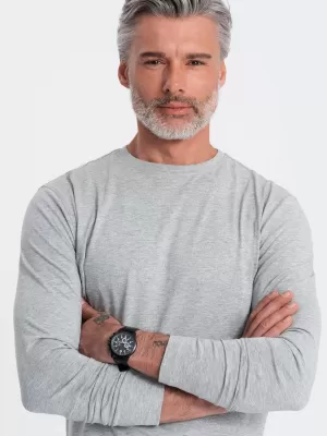 Tricou pentru bărbați cu mânecă lungă OMBRE OM-LSBL-0106 MELANGE GRI