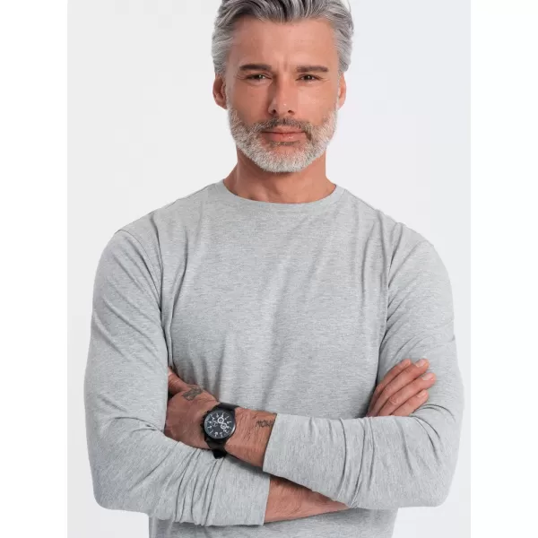  Tricou pentru bărbați cu mânecă lungă OMBRE OM-LSBL-0106 MELANGE GRI 