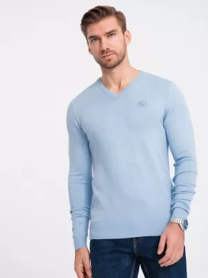 Pulover pentru bărbați OMBRE OM-SWBS-0107 ALBASTRU DESCHIS