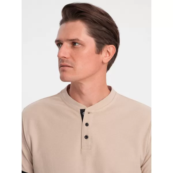  Mens t -thirt cu guler OMBRE OM-TSCT-0156 BEJ 