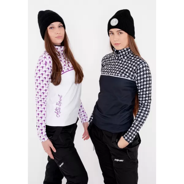  Premium cu hanoracte termo funcțional pentru femei ALTISPORT VOJ/ALW048TER03 ALB -NEGRU 