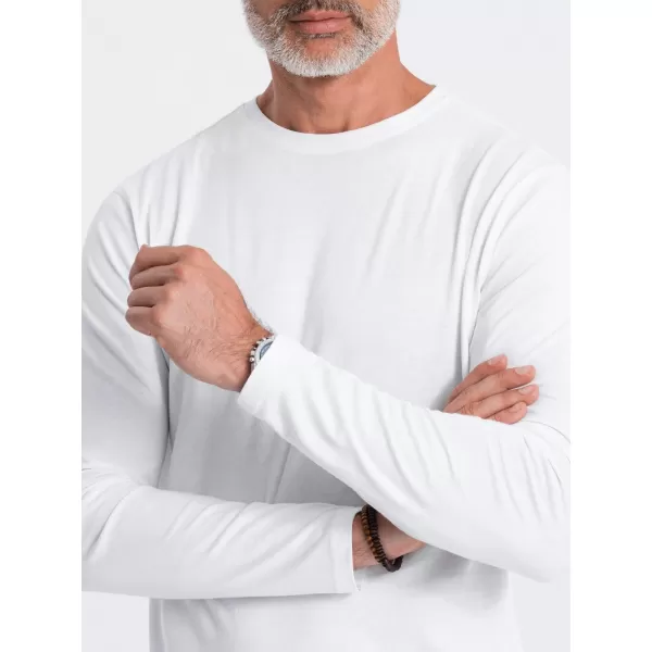  Tricou pentru bărbați cu mânecă lungă OMBRE OM-LSBL-0106 ALB 